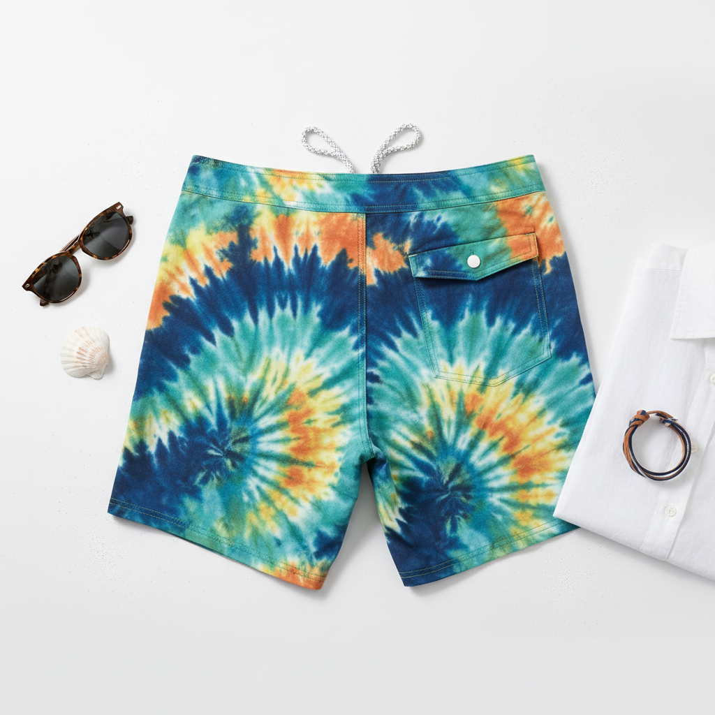 Celero Tie-Dye Boardshorts flat lay