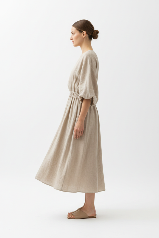 Linen Midi Dress - Side view
