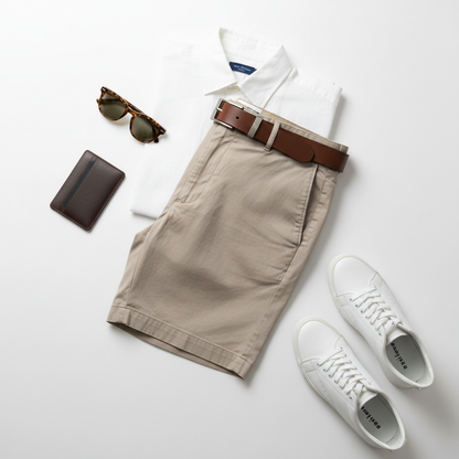 Celero Chino Shorts Stone flat lay