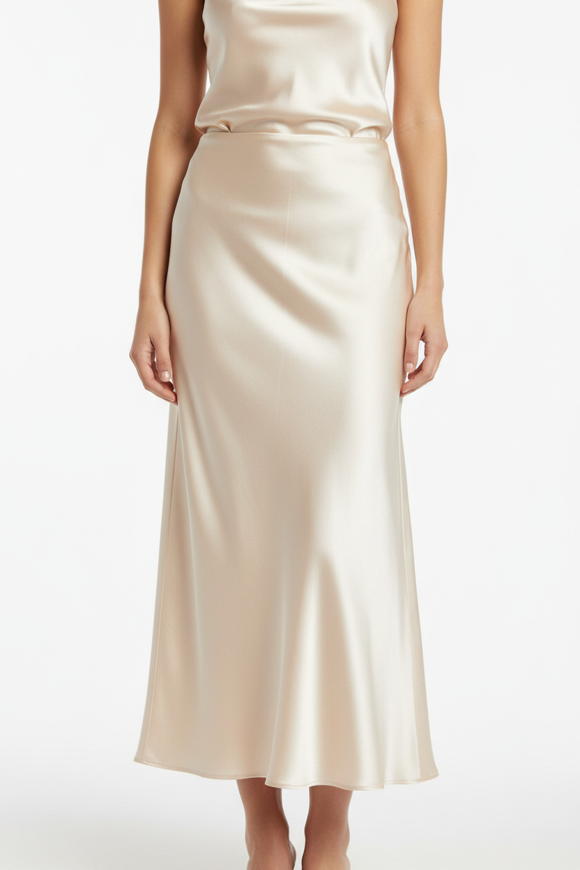 Satin Midi Skirt - Front view