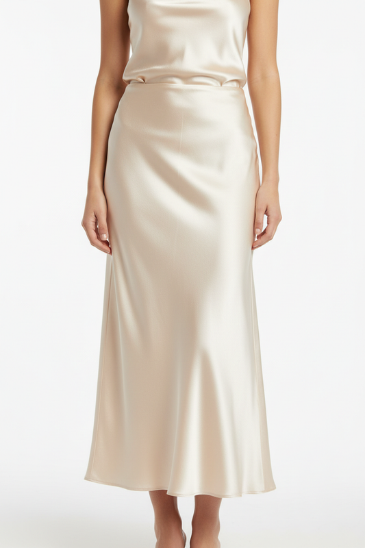 Satin Midi Skirt - Front view