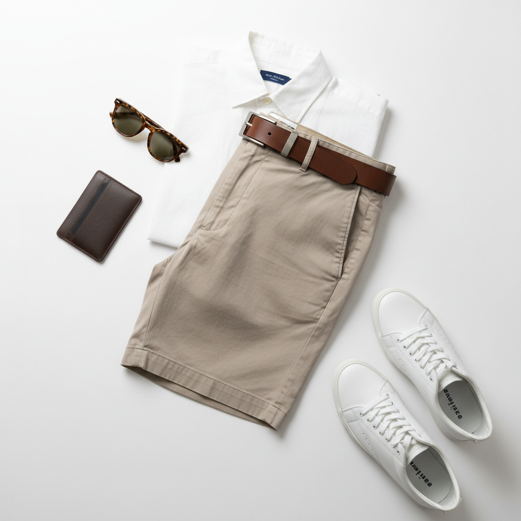 Celero Chino Shorts Stone flat lay