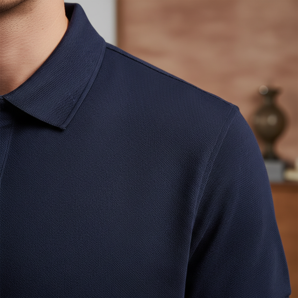 Celero Piqué Polo Navy detail