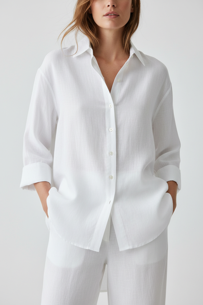 Oversized Linen Shirt - Front view