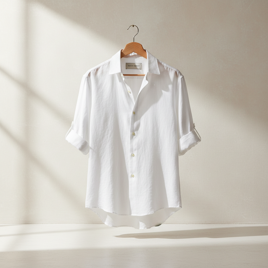 Celero Linen Resort Shirt White hanger