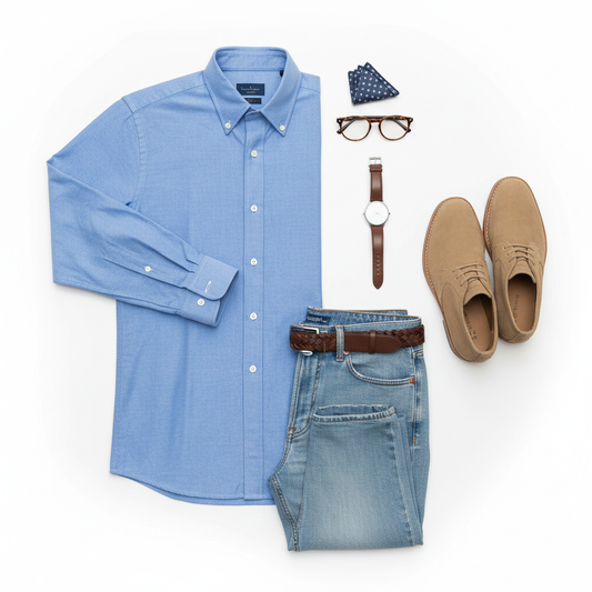 Celero Oxford Shirt Sky Blue flat lay